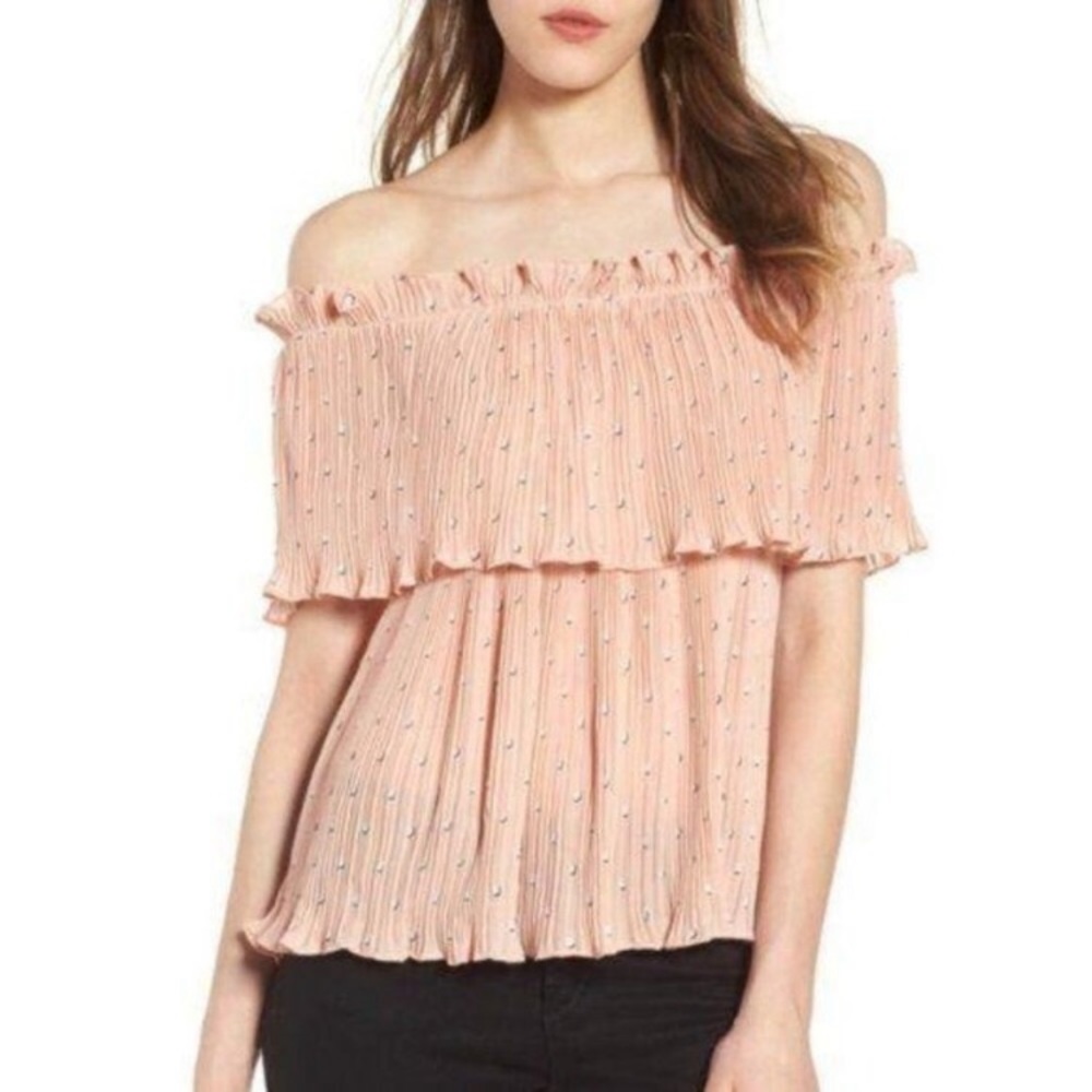 Chloe & Katie Pleated Off Shoulder Top